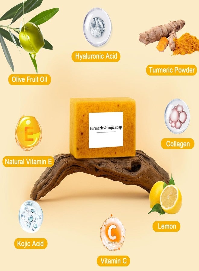 Peehss Turmeric Soap & Turmeric Face Wash Set, Honey Lemon Tumeric Kojic Soap Bar & Facial Cleanser Combo for Face & Body, Evens Skin Tone Deep Cleansing Moisturizing - Image 5